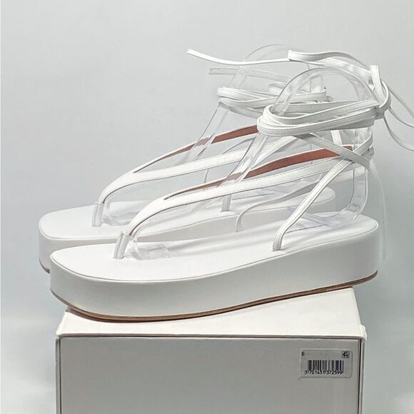 Amina Muaddi Jamie Platform Leather strappy Sandals size 38 - Picture 10 of 12